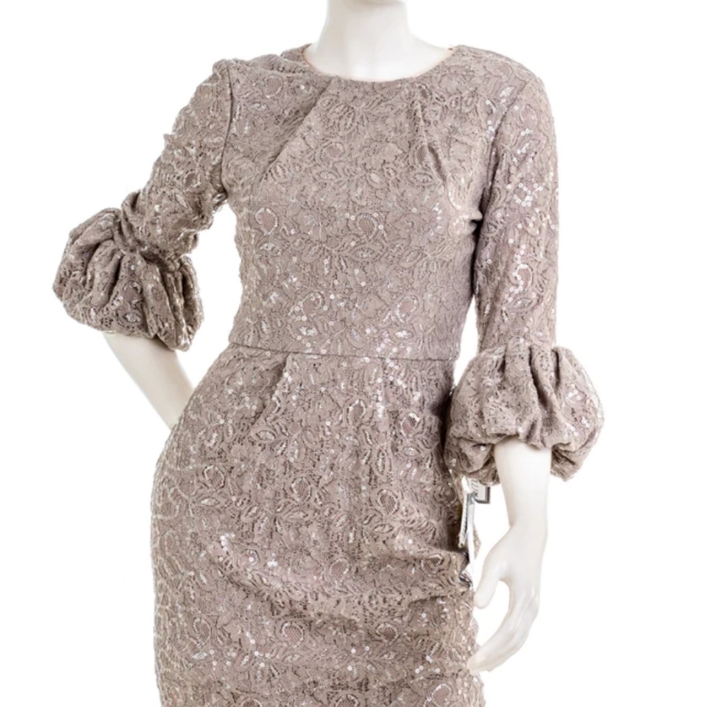 Betsey & Adams grey silver flair sleeve dress 12 - Picture 8 of 10